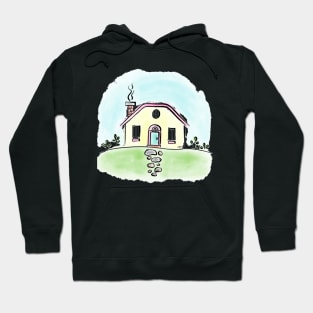 cottage house pastel doodle Hoodie